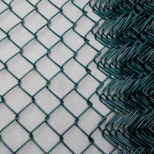 Pvc green coated chain link fence silver color galvanized wire mesh diamond hole field fence garden home fence